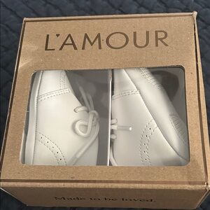 L'Amour infant Benny leather brogue oxford White shoes